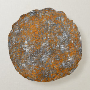 Flecked with golden orange over whitish grey rough round pillow