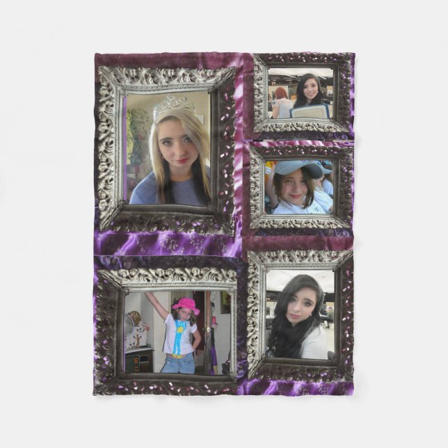 Fleece Blanket 5 Silver Frame Photo Inserts (Front)