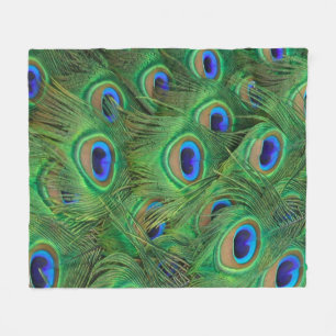 Fleece Blanket, Beautiful Peacock Feathers Photo Blanket