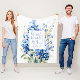 Fleece Blanket Blessed and Blooming Bluebonnet 