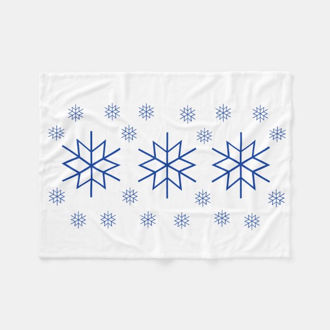 Fleece Blanket - Blue Snowflake (Front (Horizontal))