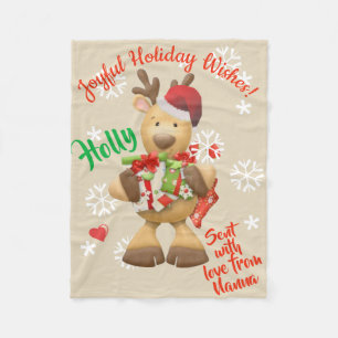 Fleece Blanket Cute Reindeer Personalized Names