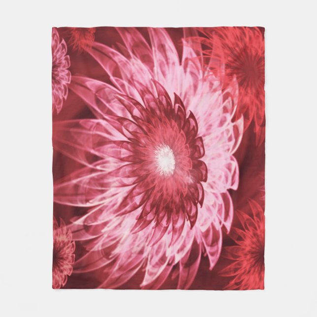 Fleece Blanket Fantasy Flowers Red (Front)