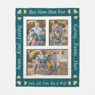 Fleece Blanket "Gold Hearts Framed" Personalize