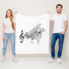 Fleece Blanket - Grand Piano and Staff