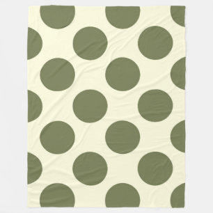 Fleece Blanket Large Circles Dots Green Cream