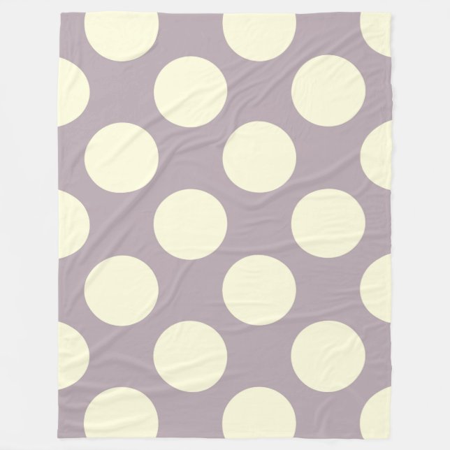 Fleece Blanket Large Circles Dots Purple Cream (Front)