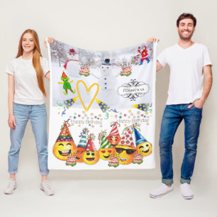 Fleece Blanket Merry Christmas Happy Birthday