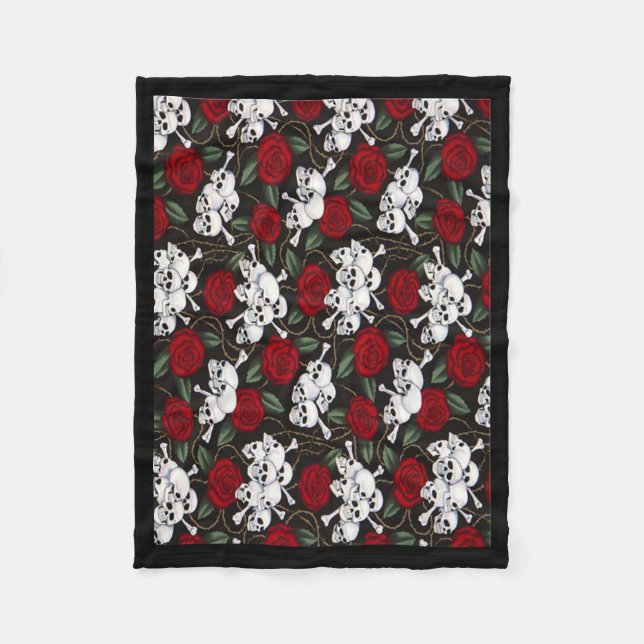 Fleece Blanket/Skulls and Roses Blanket (Front)