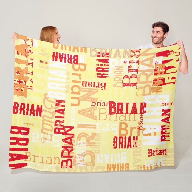 Fleece Blanket with a pattern of name. (In Situ)