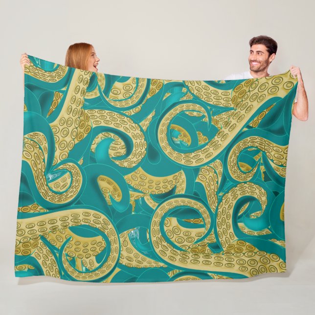 Fleece Blanket with Octopus Design (In Situ)