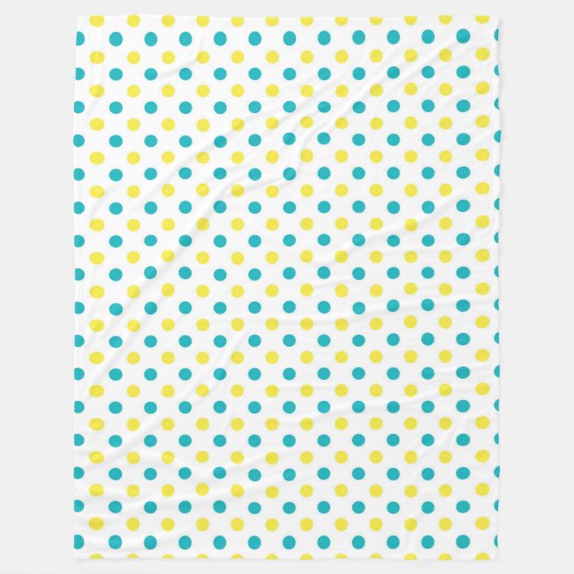 Fleece Blanket/Yellow and Blue Polka Dots (Front)