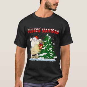 Fleece Feliz Navidad Cute-Sheep Christmas T-Shirt