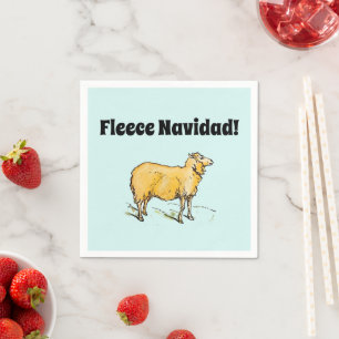 Fleece Feliz Navidad Funny Christmas Sheep Joke Napkin