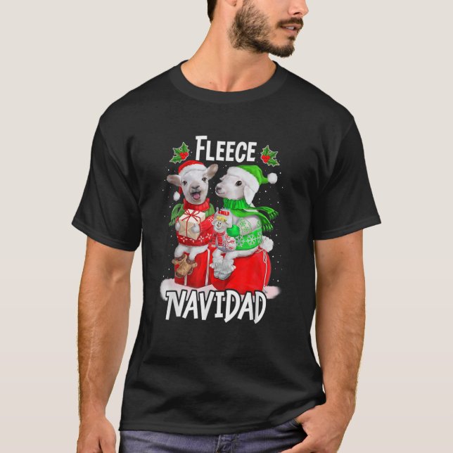 Fleece Feliz Navidad Funny Cute Sheep Christmas T-Shirt (Front)