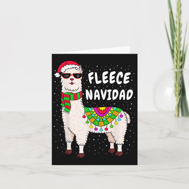 Fleece Feliz Navidad Llama Christmas Cute Xmas Gif Card (Front)