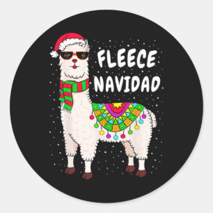 Fleece Feliz Navidad Llama Christmas Cute Xmas Gif Classic Round Sticker