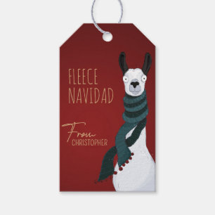 Fleece Navidad Chic Funny Festive Red Llama Gift Tags