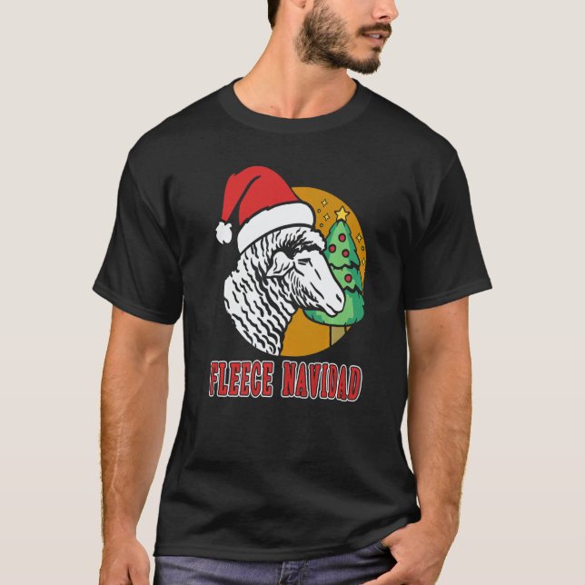 Fleece Navidad Christmas Humor Holiday Sheep Fleec T-Shirt (Front)