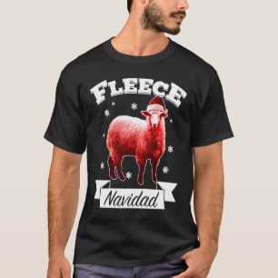 Fleece Navidad Christmas Sheep Lamb  Feliz Xmas Pu T-Shirt