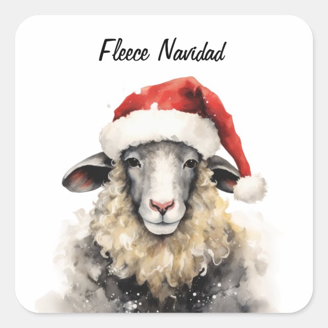 Fleece Navidad Christmas Sheep Sticker (Front)