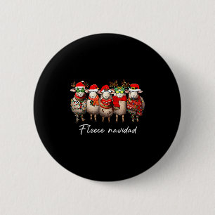 Fleece Navidad Christmas Spanish Sheep Santa Sheep 2 Inch Round Button