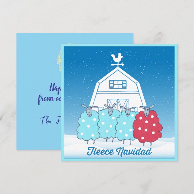 Fleece Navidad Cute Christmas Sheep Personalized Holiday Card (Front/Back)