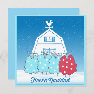 Fleece Navidad Cute Christmas Sheep Personalized Holiday Card