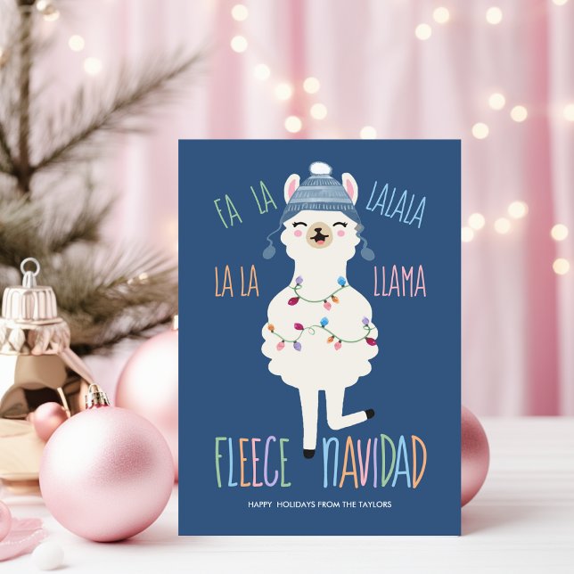 Fleece Navidad Fa La Llama Funny Christmas Holiday Card (Creator Uploaded)