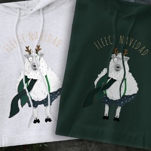 'Fleece Navidad' Fun Funny Sheep Pun Cartoon Hoodie