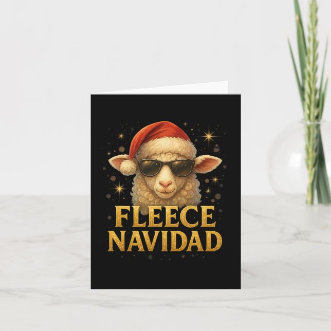 Fleece Navidad Funny Christmas Sheep Design  Card (Front)