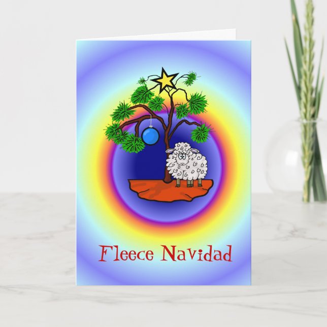 Fleece Navidad Funny Sheep Christmas Card (Front)