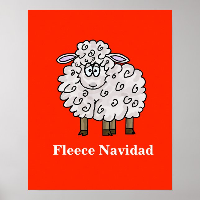 Fleece Navidad Funny Sheep Christmas Poster (Front)