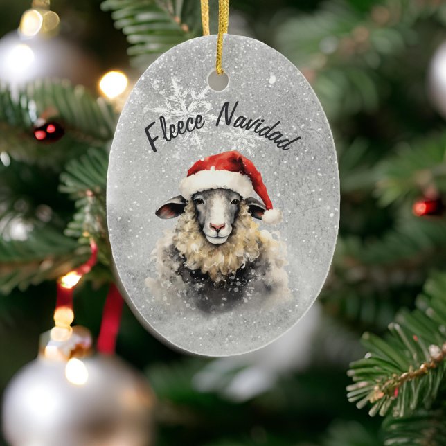 Fleece Navidad Grey Sheep Christmas Ornament (Creator Uploaded)