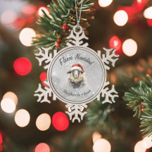 Fleece Navidad Grey Sheep Snowflake Ornament