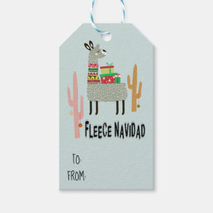 Fleece Navidad Llama Christmas Gift Tags