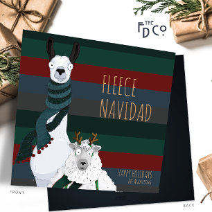 “Fleece Navidad”   Llama & Sheep Funny Pun Holiday Card