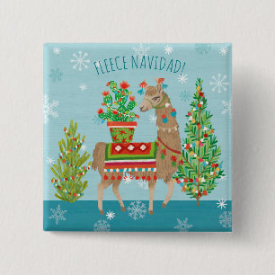 Fleece Navidad   Lovely Llamas Christmas 2 Inch Square Button