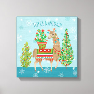 Fleece Navidad   Lovely Llamas Christmas Canvas Print