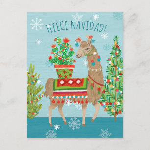 Fleece Navidad Lovely Llamas Christmas Postcard
