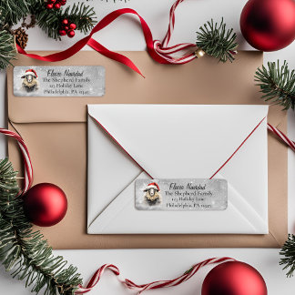 Fleece Navidad Santa Sheep Return Address Label