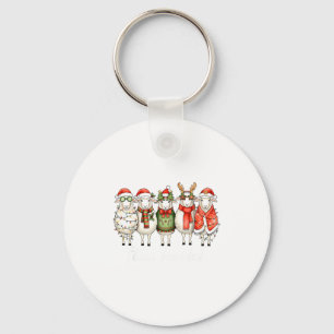 Fleece Navidad Sheep Christmas Lights Dinner Famil Keychain