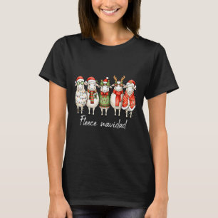 Fleece Navidad Sheep Christmas Lights Dinner Famil T-Shirt
