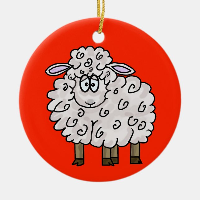 Fleece Navidad Sheep Christmas Ornament (Front)
