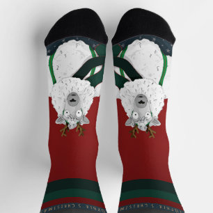 “Fleece Navidad” Sheep Funny Fun Festive Red  Socks