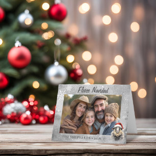 Fleece Navidad Sheep Photo Folded Holiday Card