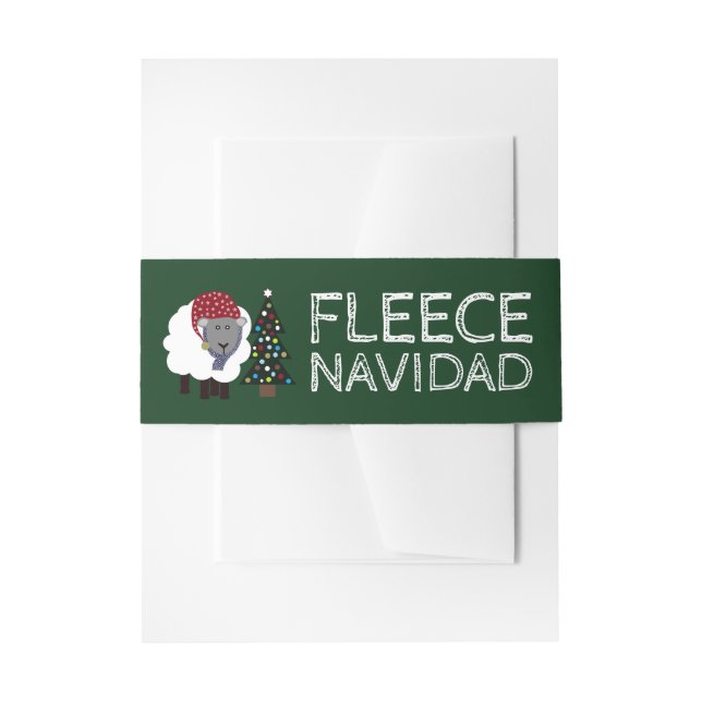 Fleece Navidad, Spanish Style Christmas Invitation Belly Band (Front Example)