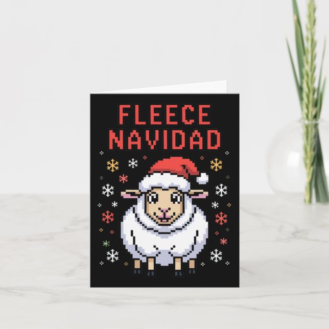 Fleece Navidad Ugly Sweater Funny Christmas Sheep  Card (Front)