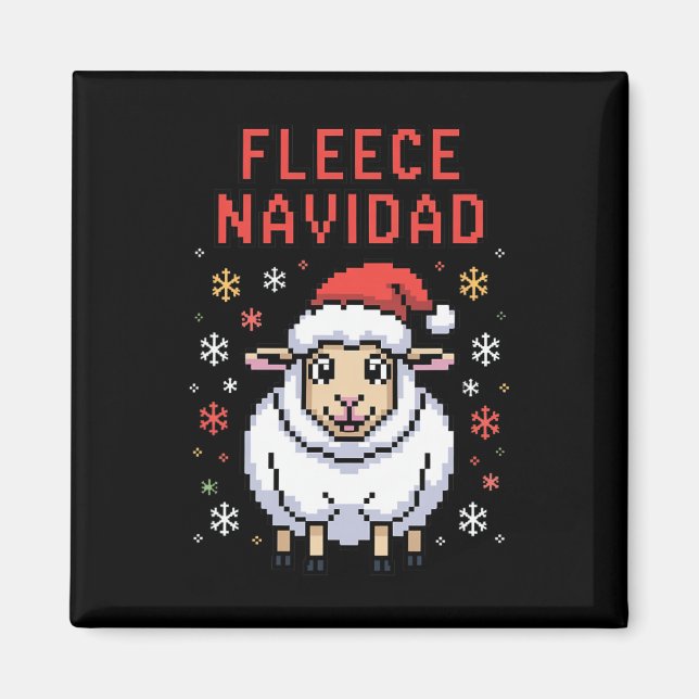 Fleece Navidad Ugly Sweater Funny Christmas Sheep  Magnet (Front)