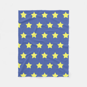 Fleece throw - Kids - Yellow stars on blue Blanket